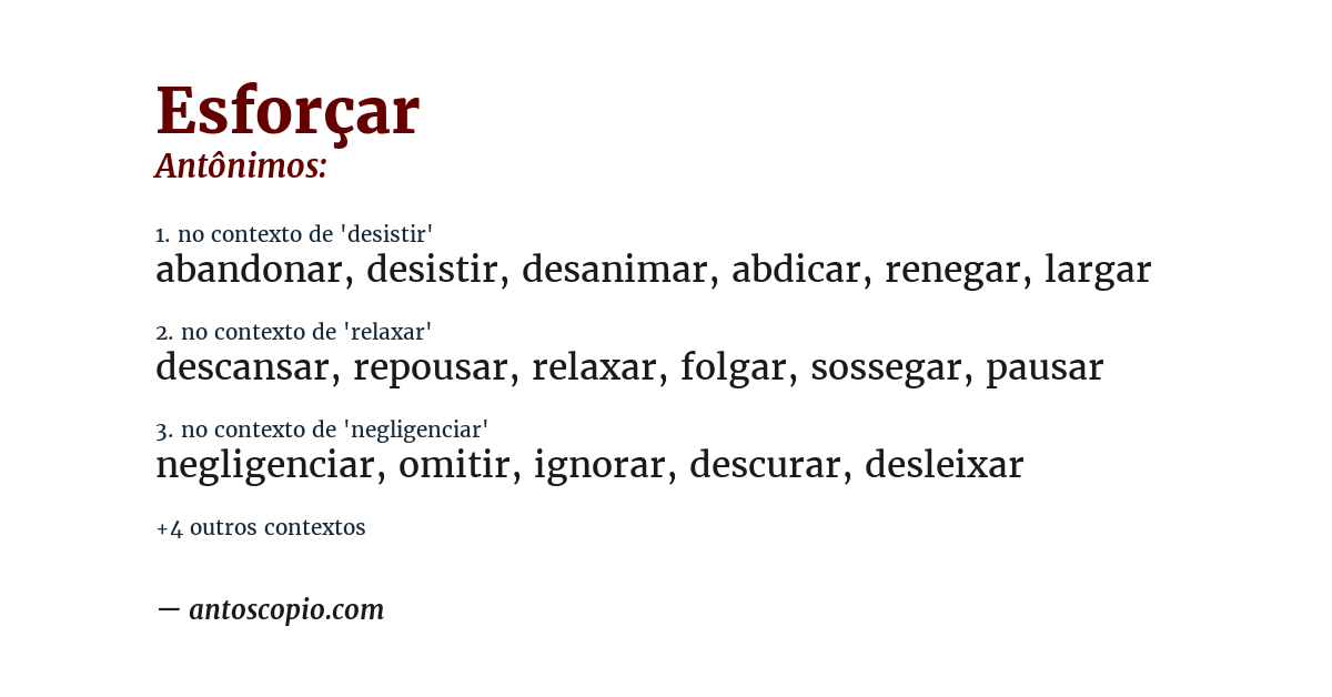 Antônimo de esforçar