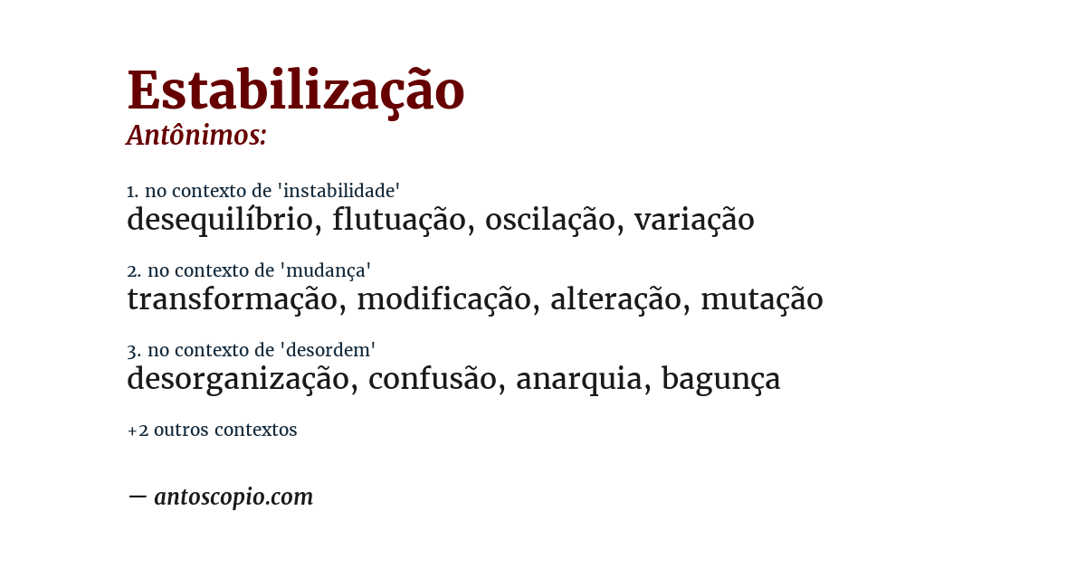 Antônimo de estabilização