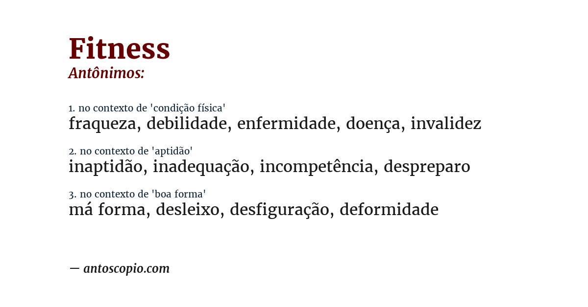 Antônimo de fitness