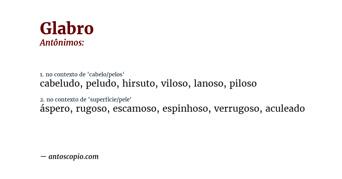 Antônimo de glabro