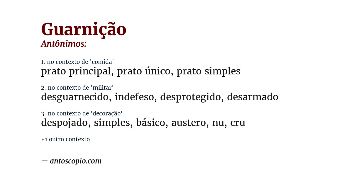 Antônimo de guarnição