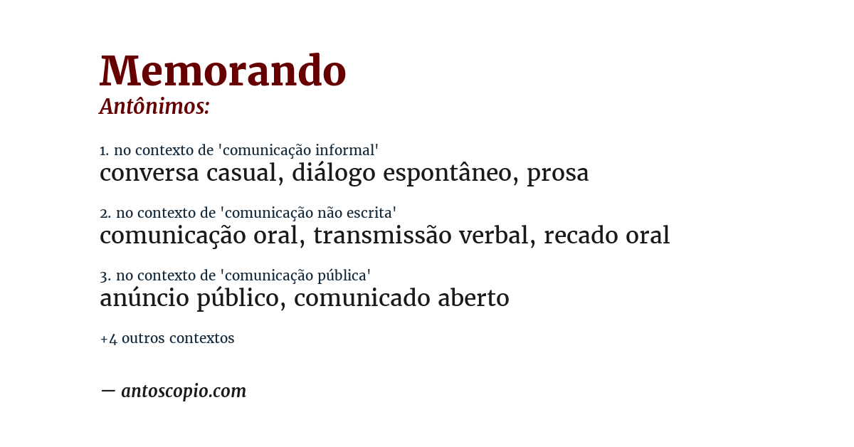 Antônimo de memorando