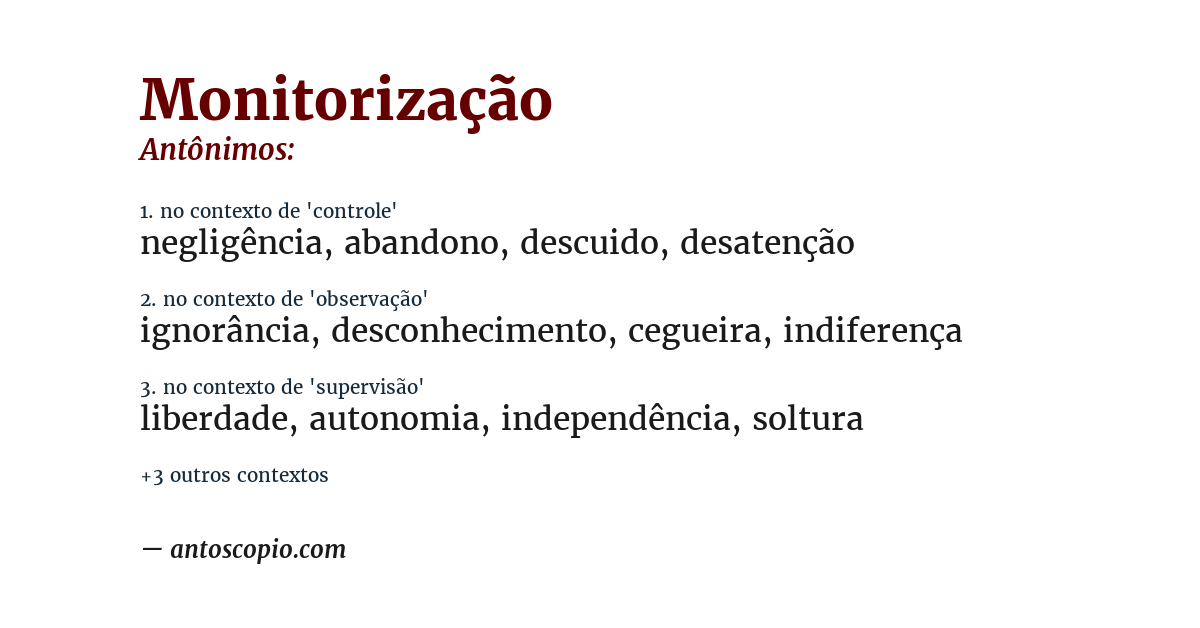 Antônimo de monitorização
