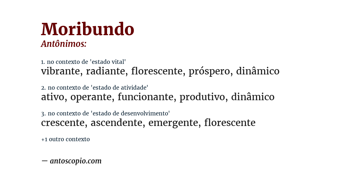 Antônimo de moribundo
