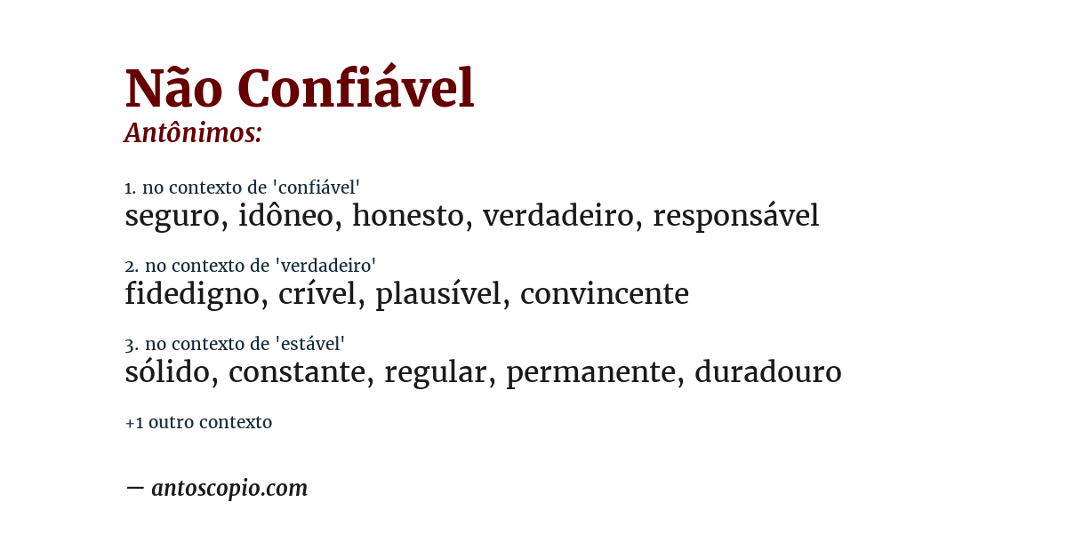 Antônimo de não confiável