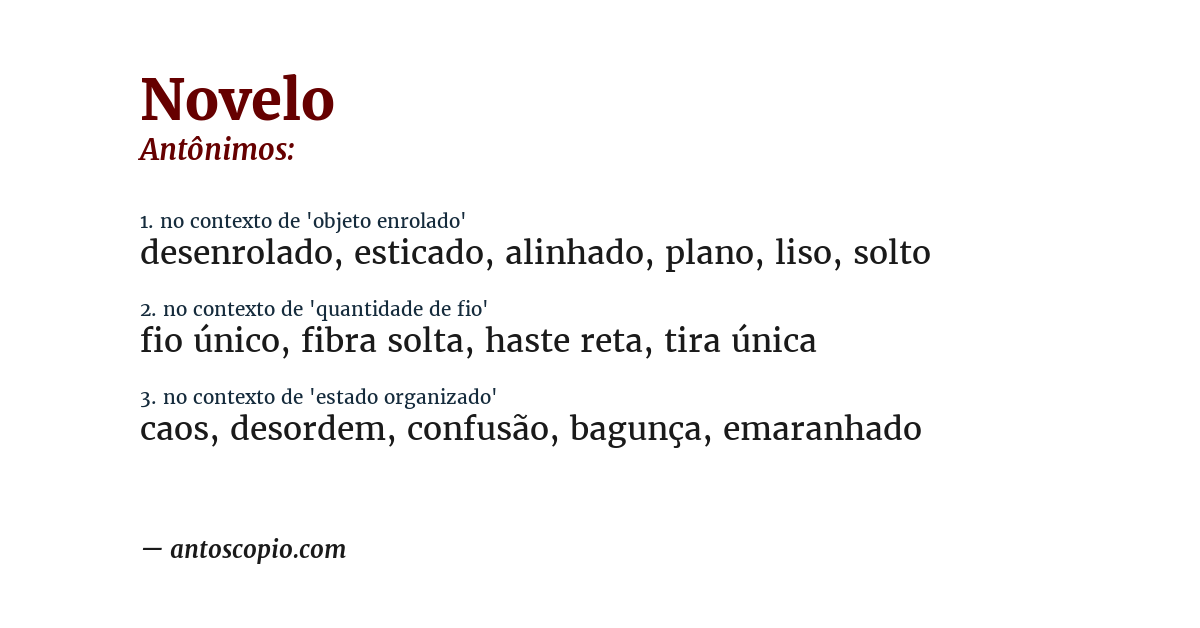 Antônimo de novelo