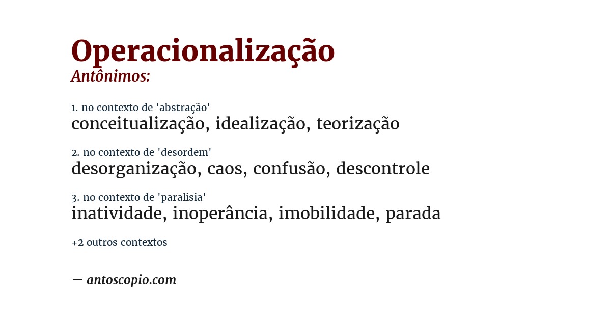Antônimo de operacionalização