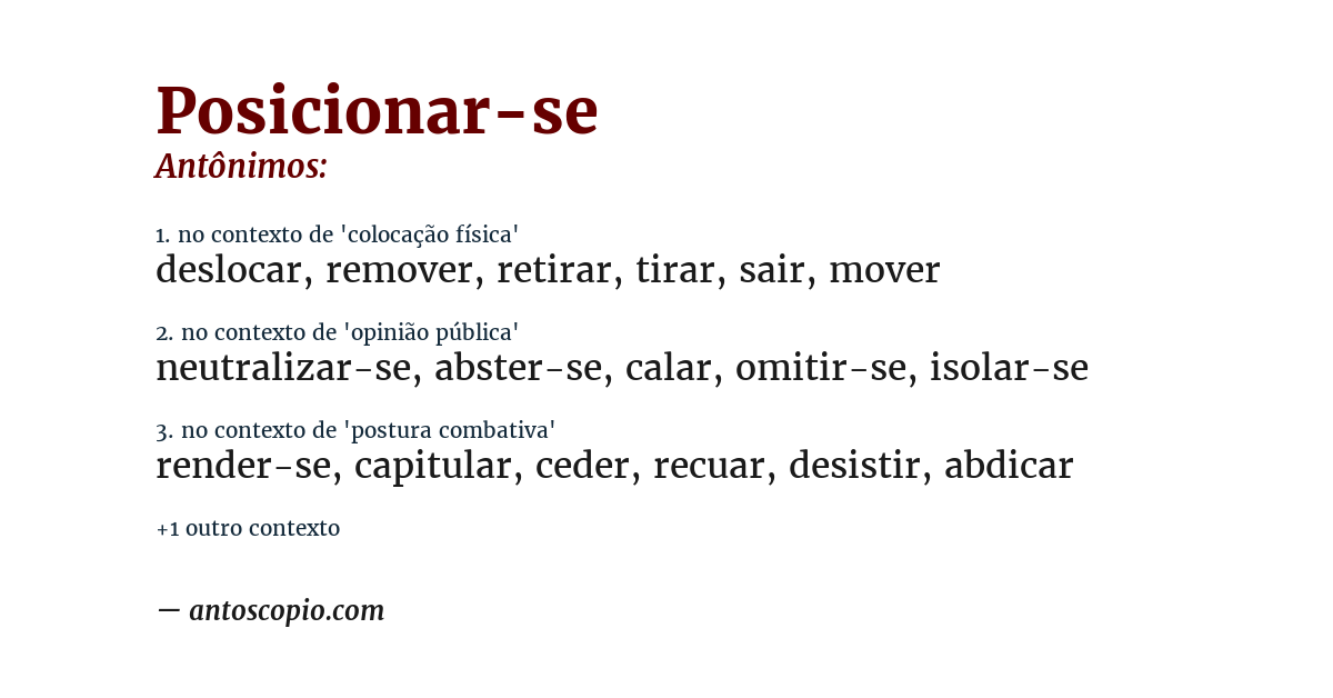 Antônimo de posicionar-se