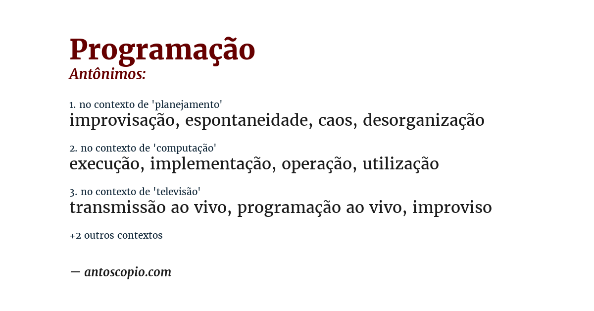 Antônimo de programação