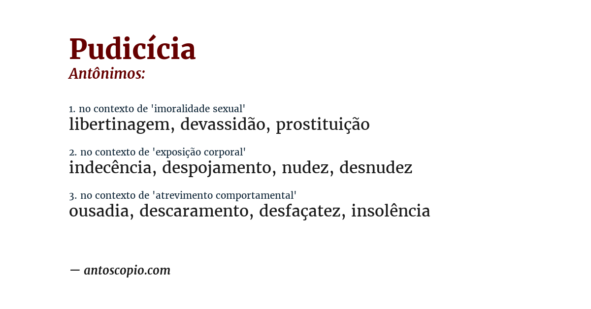 Antônimo de pudicícia