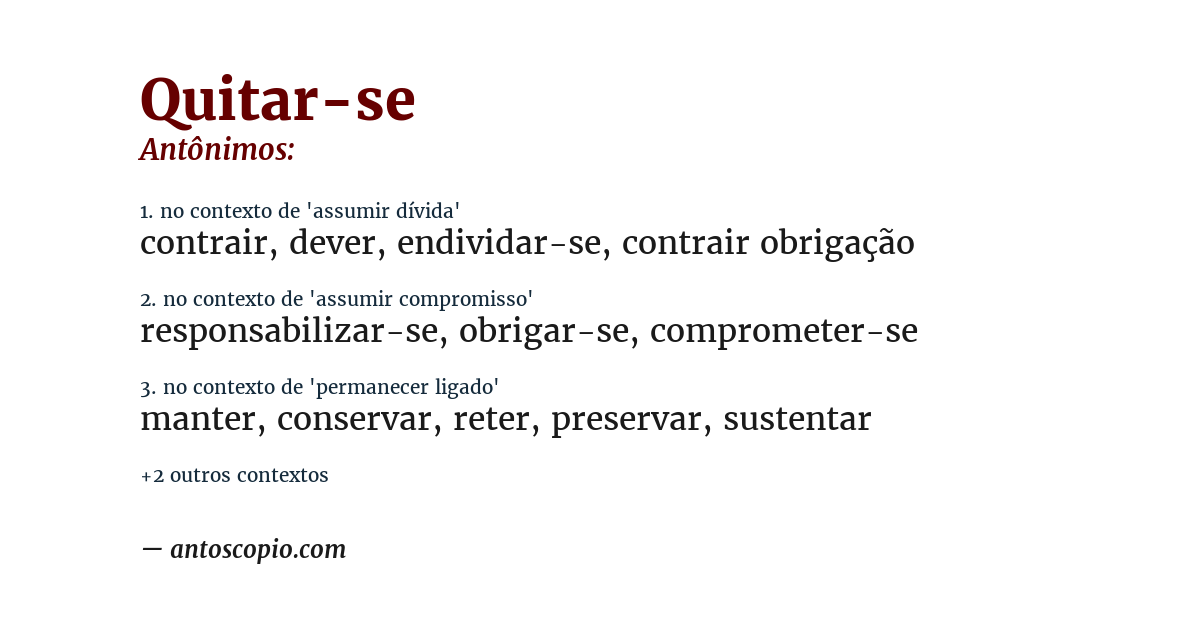 Antônimo de quitar-se