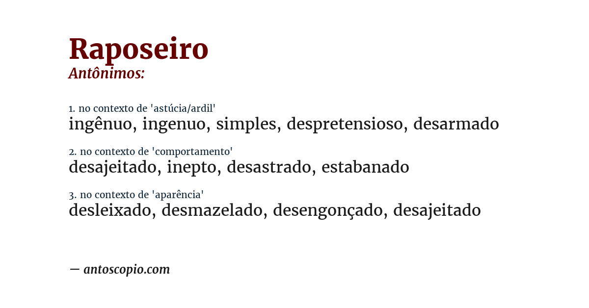 Antônimo de raposeiro