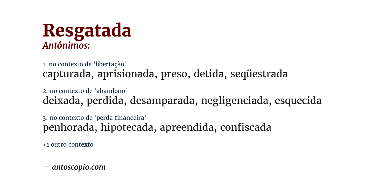 Antônimo de resgatada
