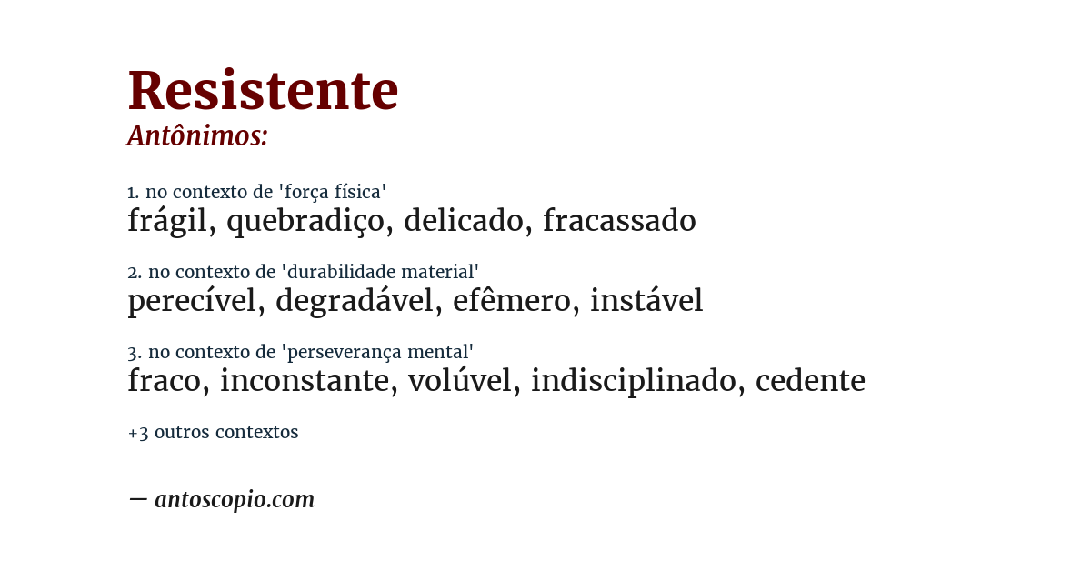 Antônimo de resistente