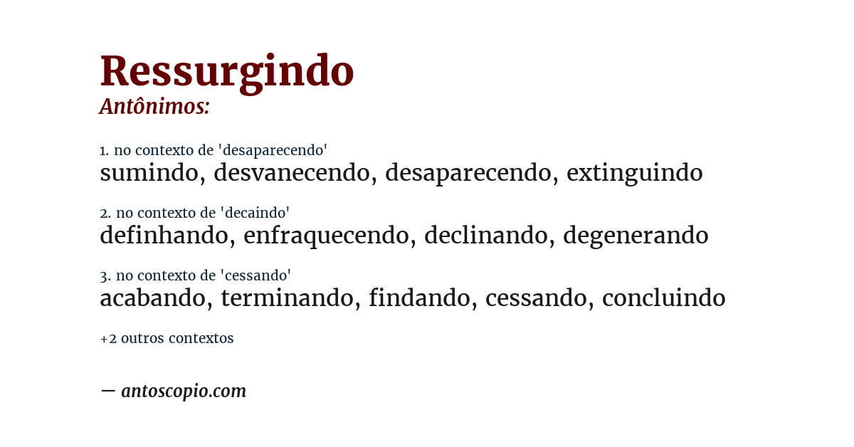 Antônimo de ressurgindo