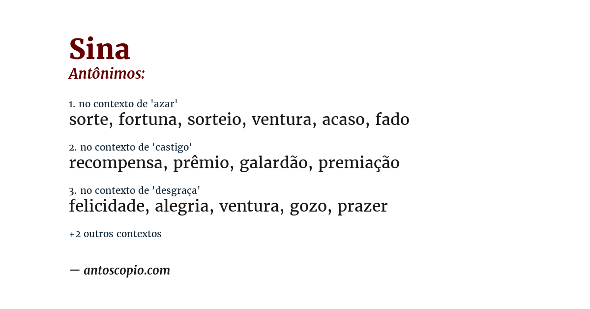 Antônimo de sina