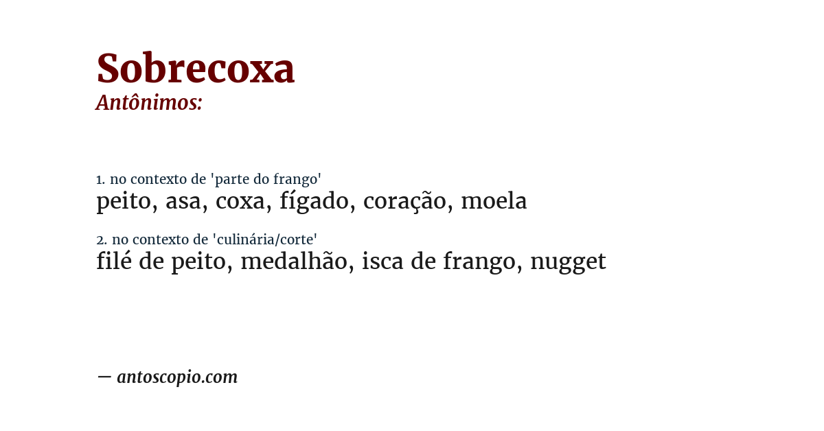 Antônimo de sobrecoxa