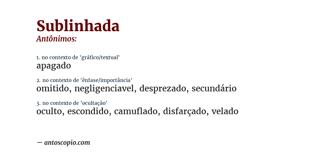 Antônimo de sublinhada