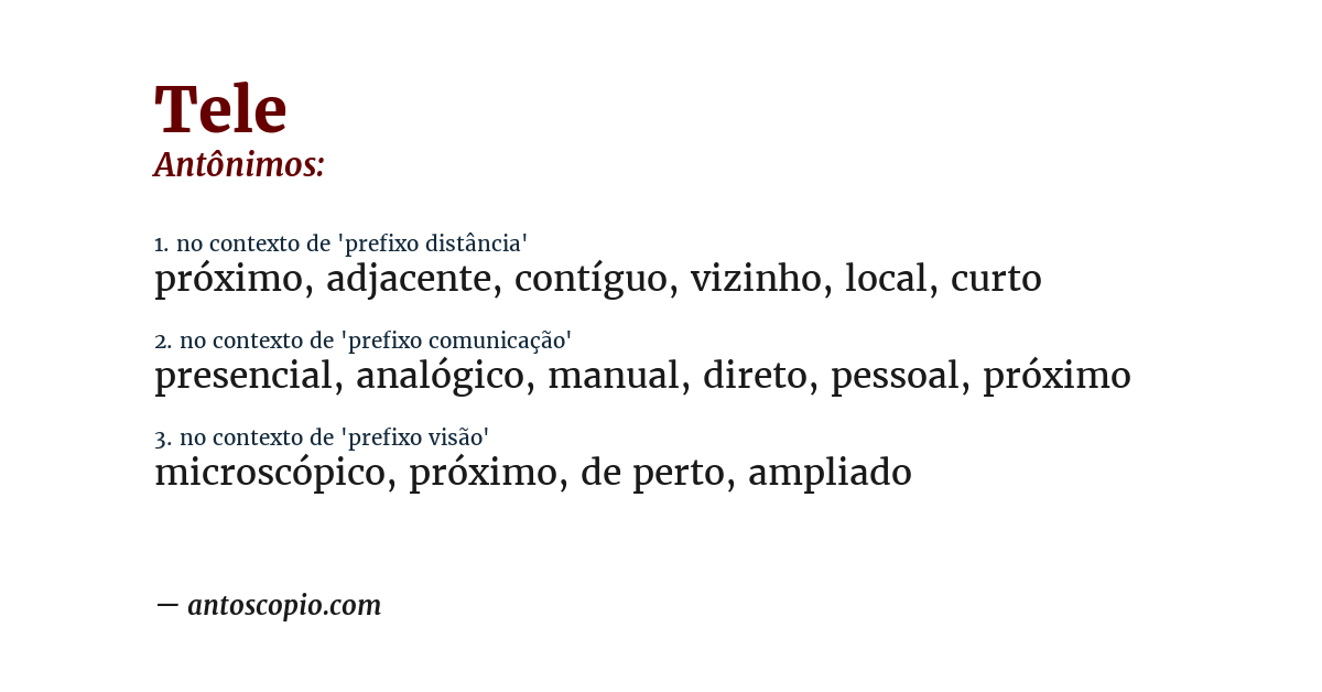 Antônimo de tele