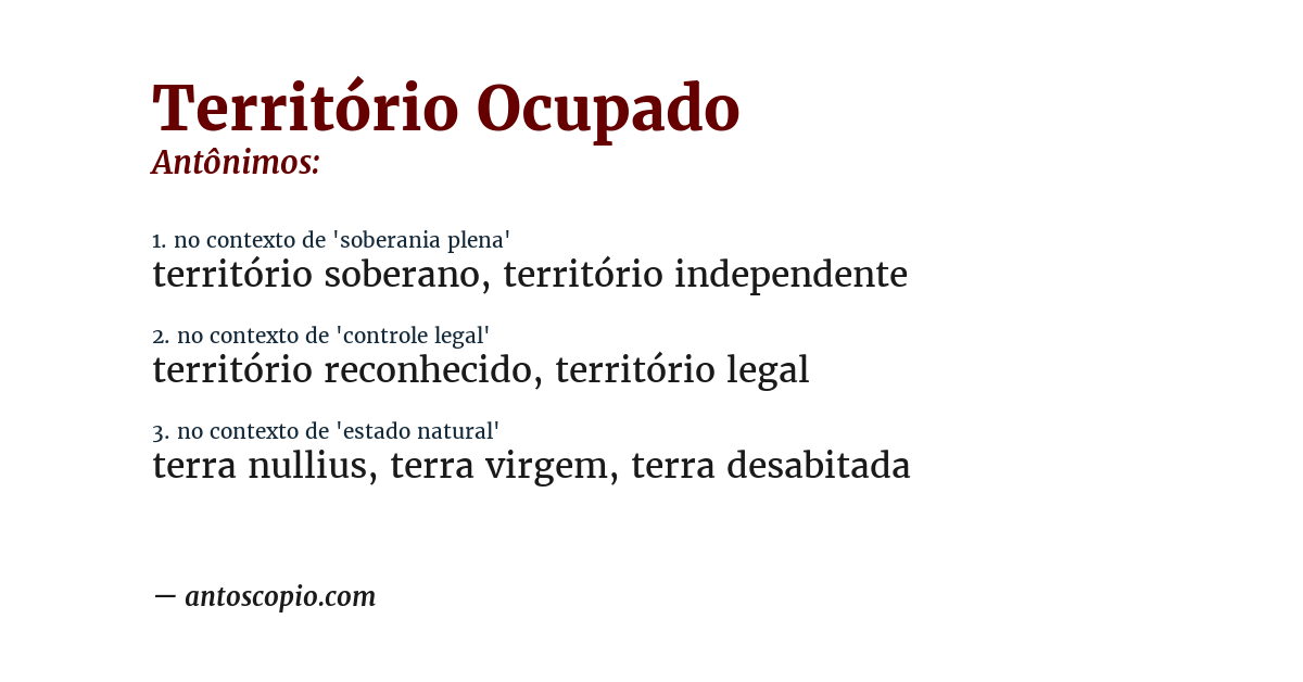 Antônimo de território ocupado