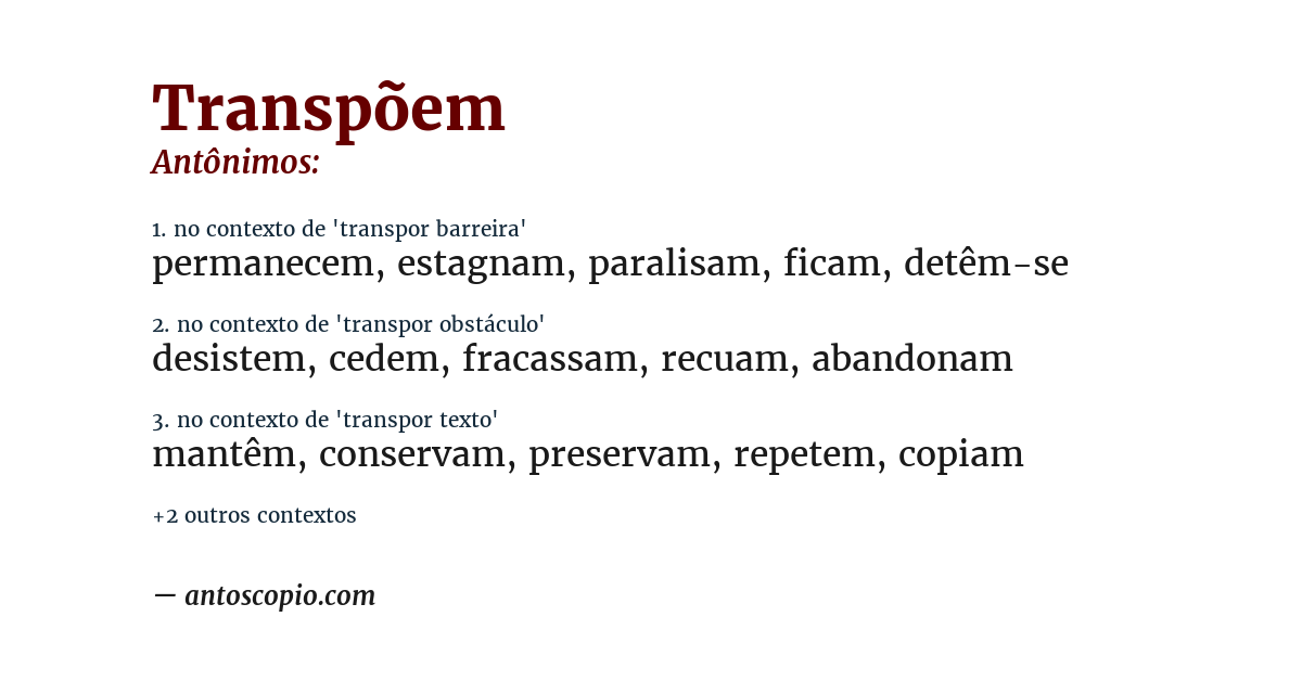 Antônimo de transpõem