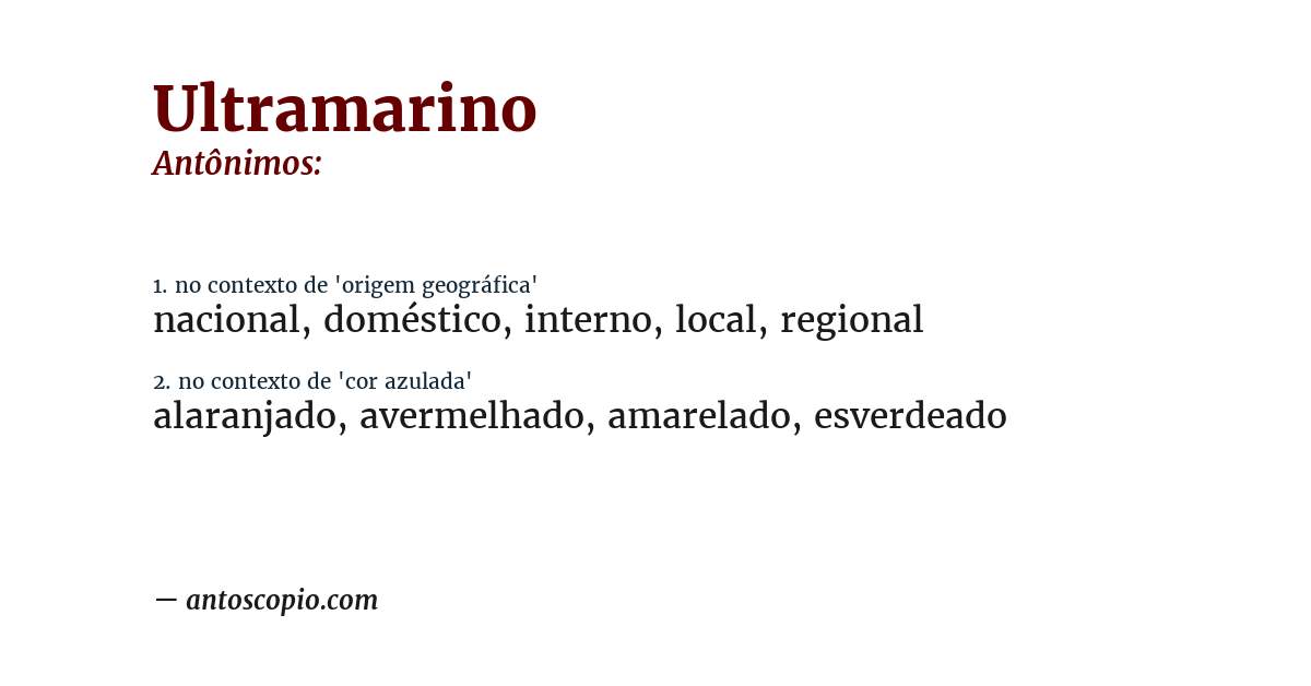 Antônimo de ultramarino