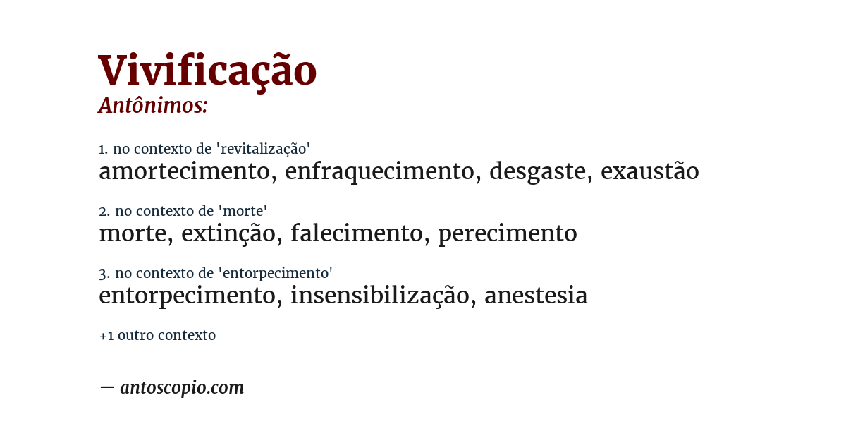 Antônimo de vivificação