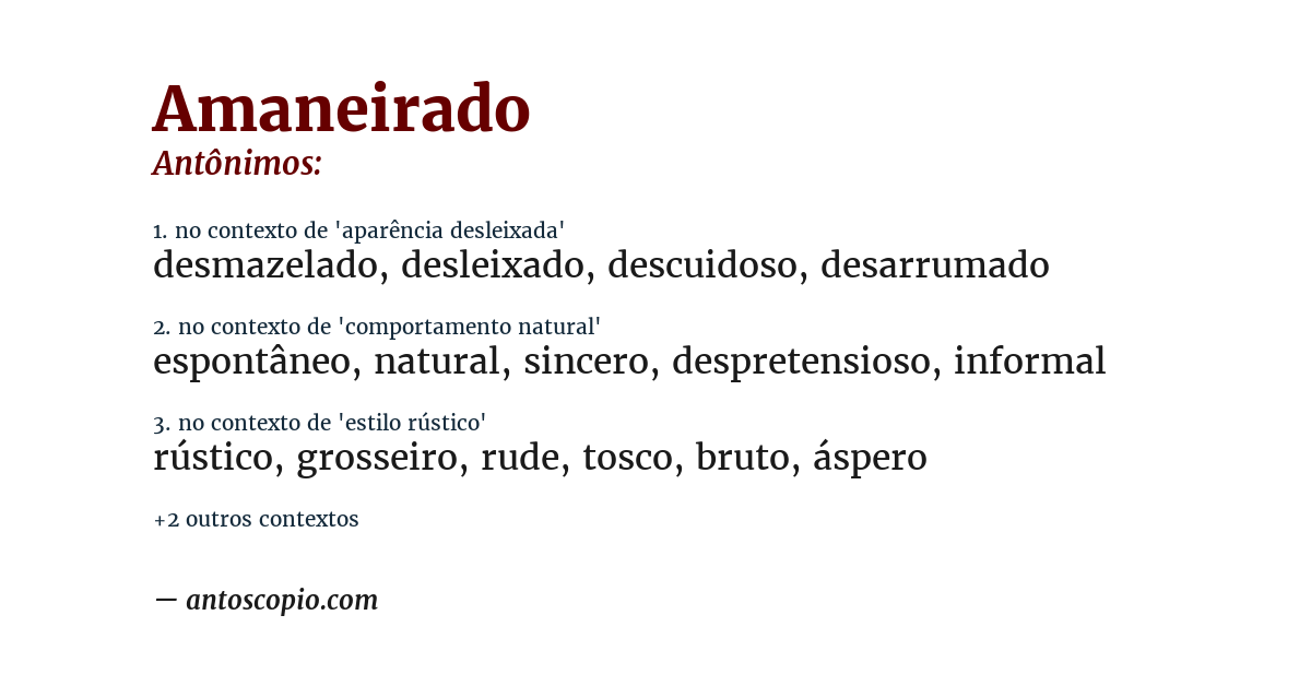 Antônimo de amaneirado