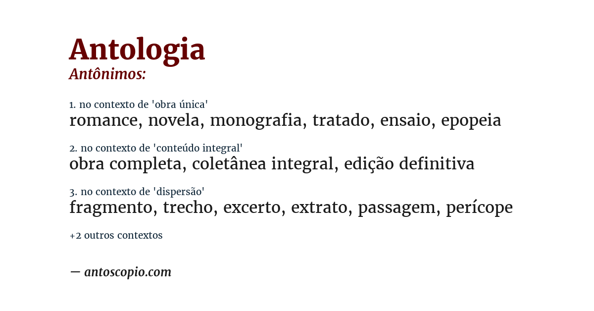 Antônimo de antologia
