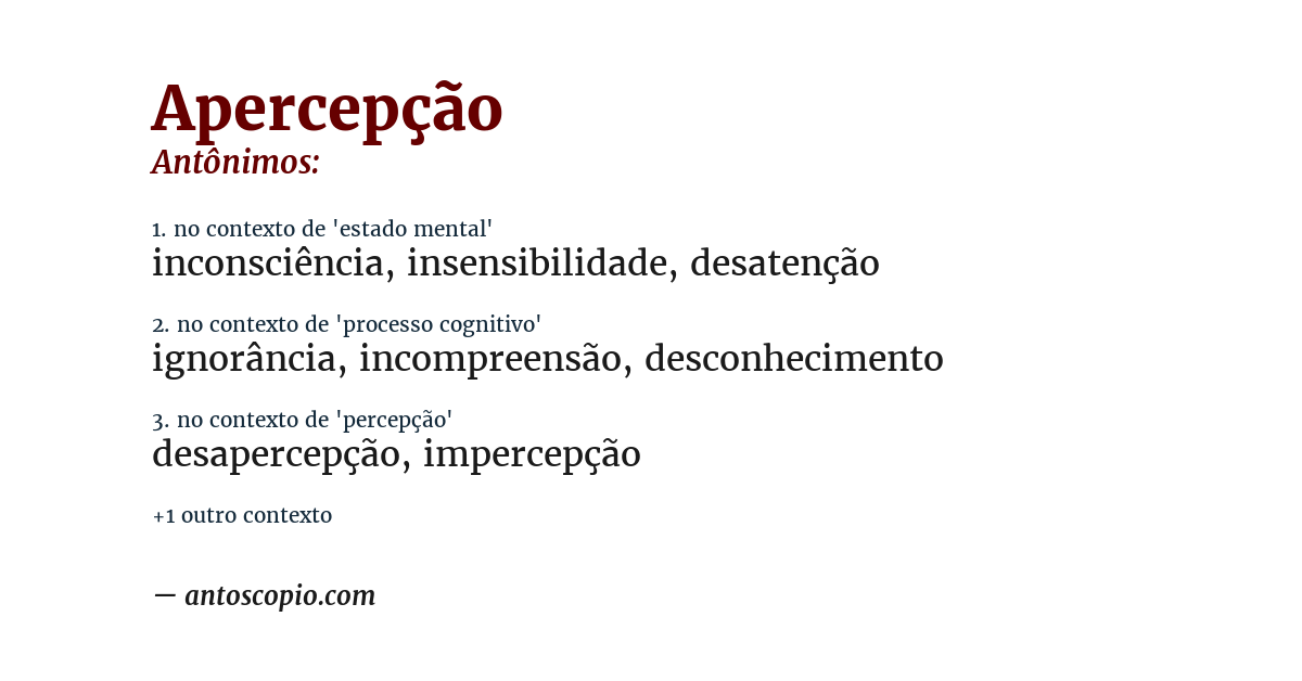 Antônimo de apercepção