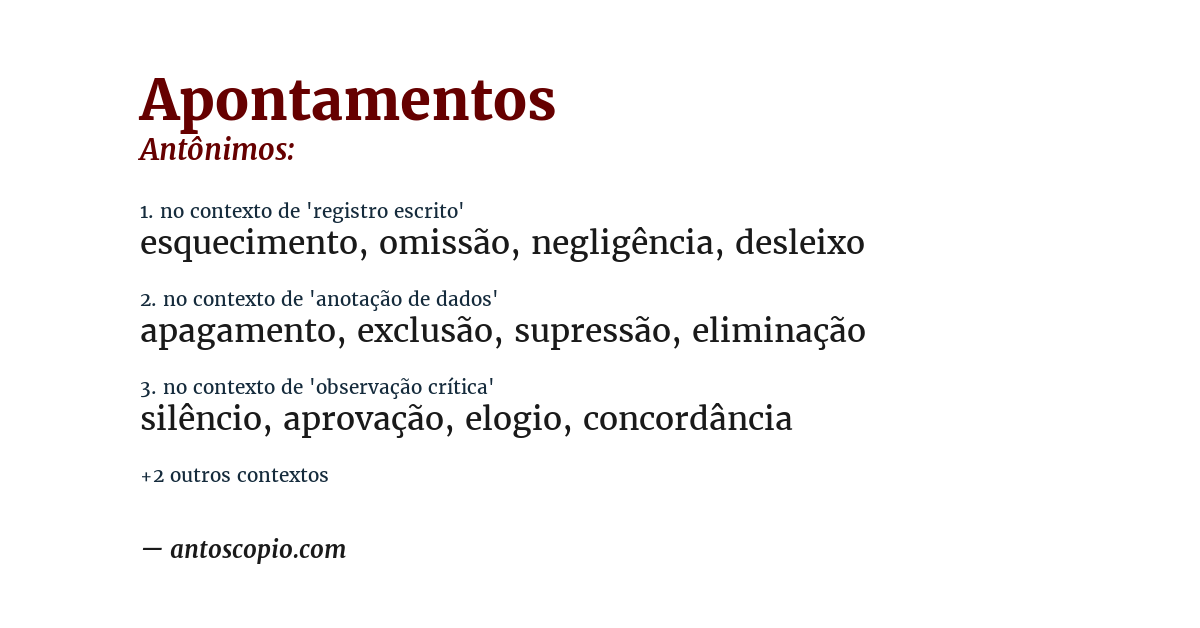 Antônimo de apontamentos