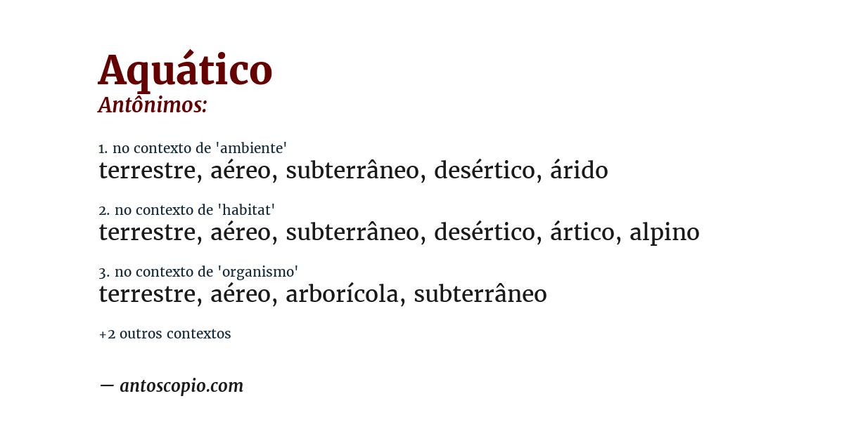 Antônimo de aquático