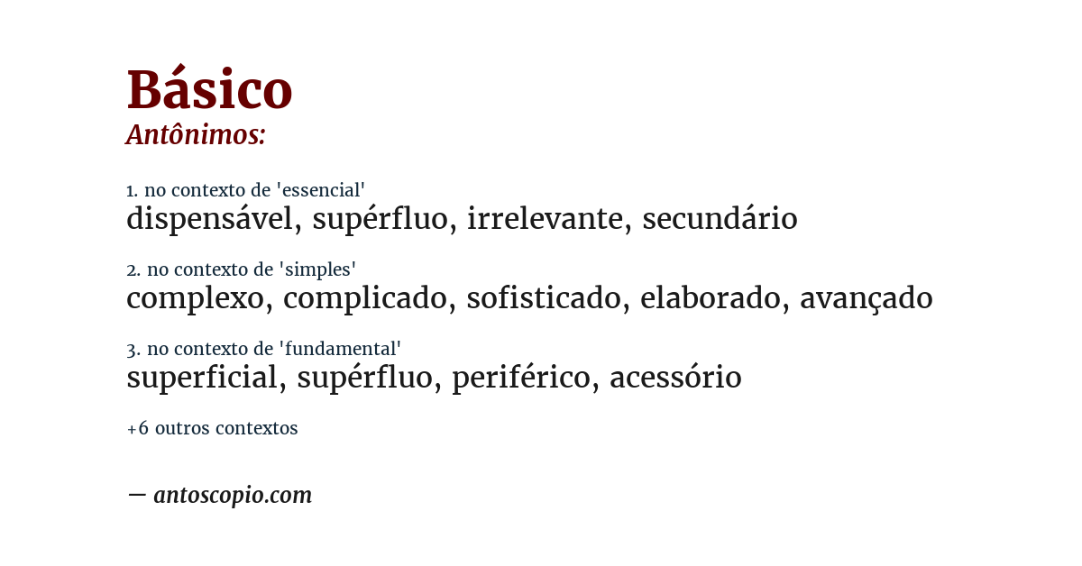 Antônimo de básico