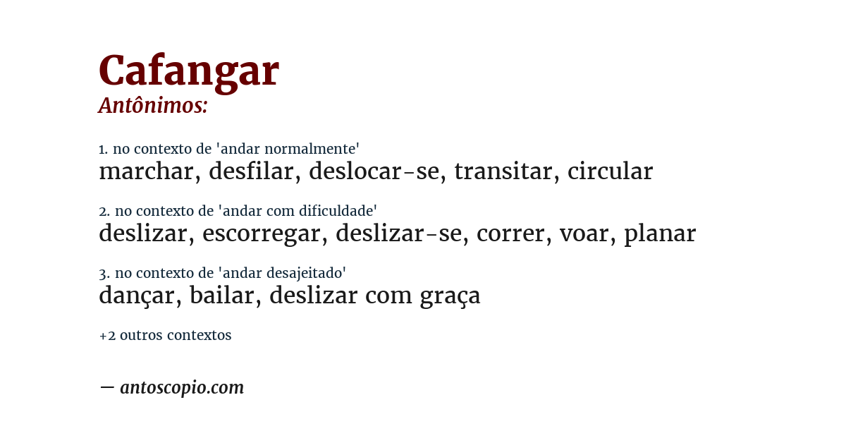 Antônimo de cafangar