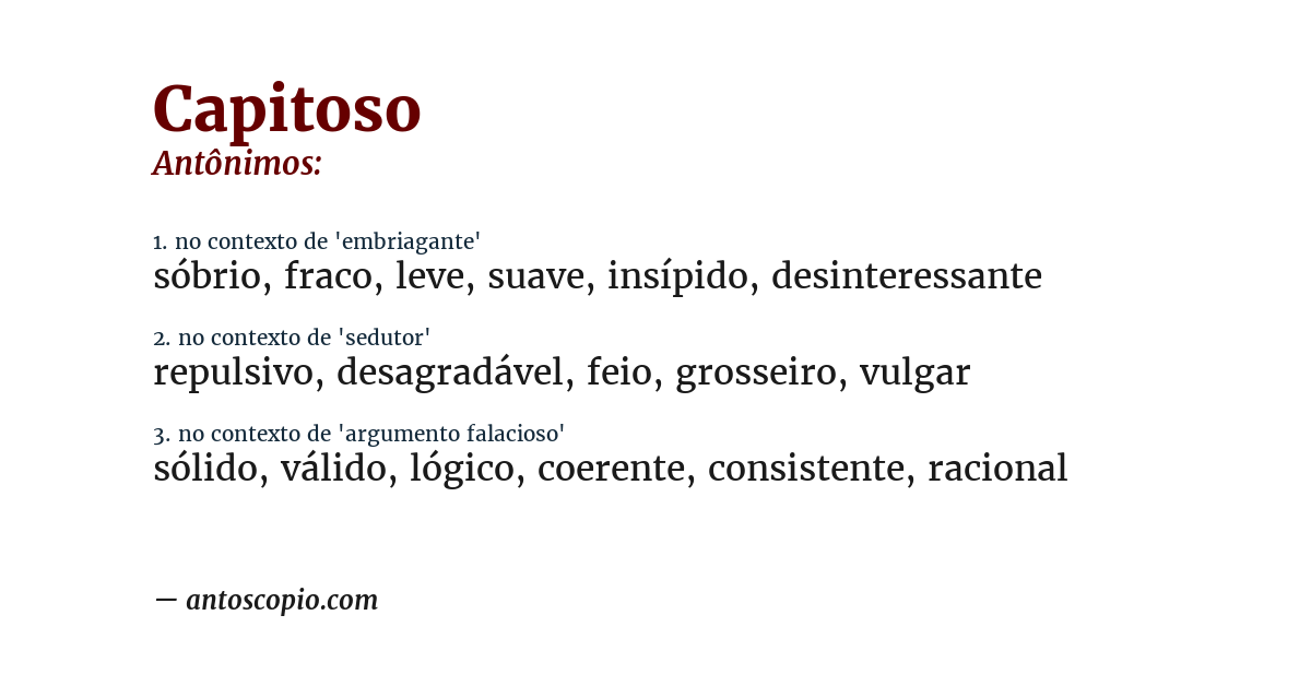Antônimo de capitoso