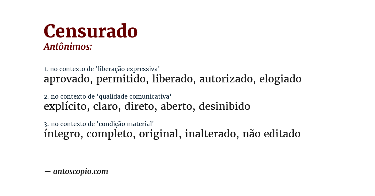Antônimo de censurado