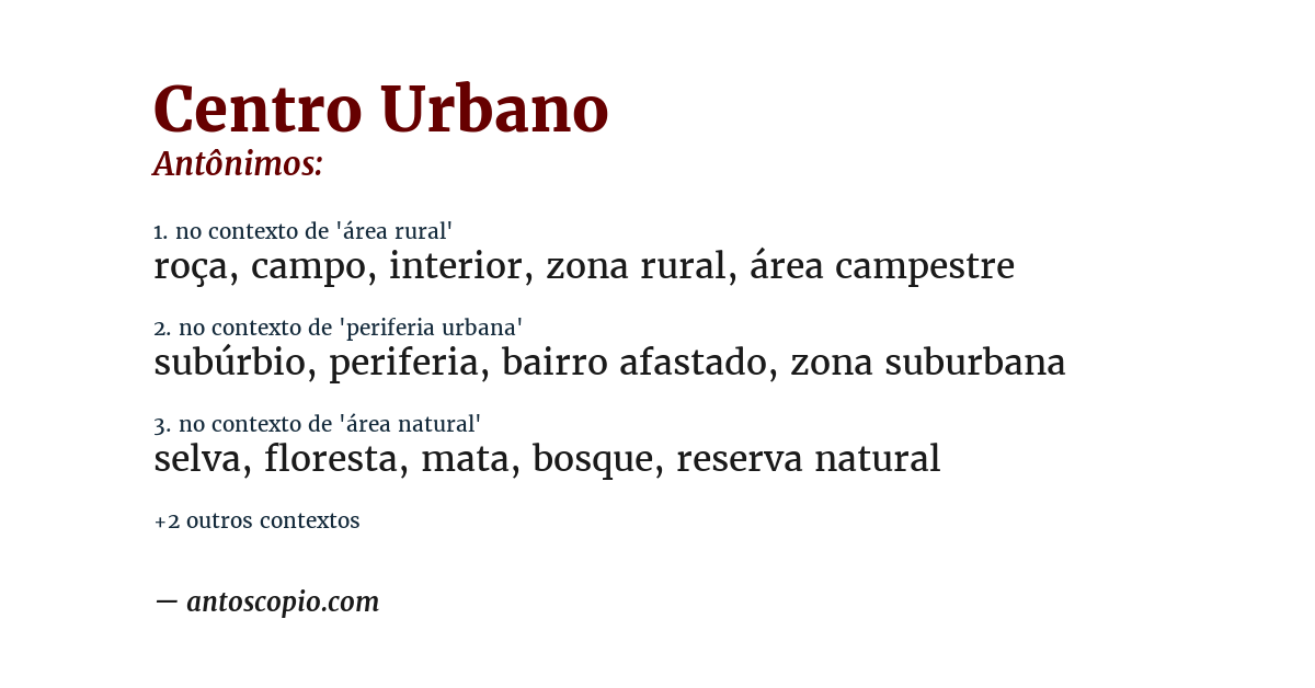 Antônimo de centro urbano