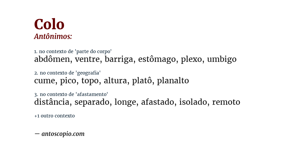 Antônimo de colo