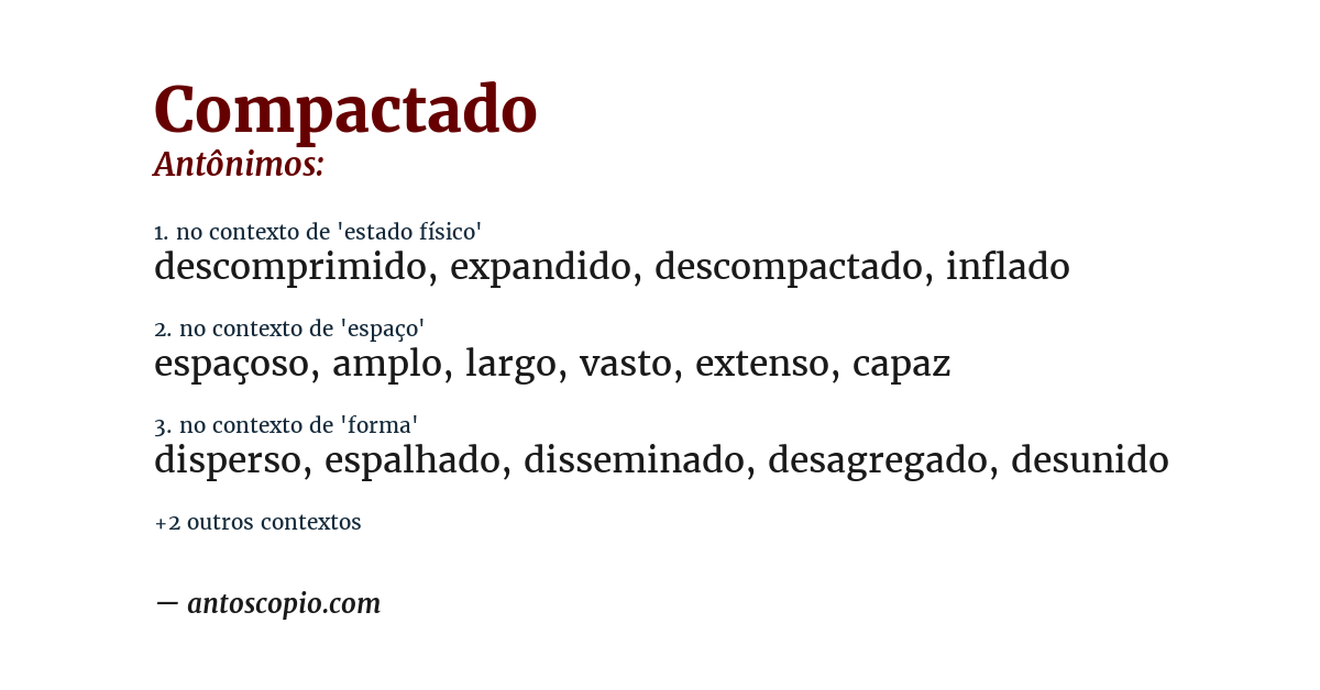 Antônimo de compactado