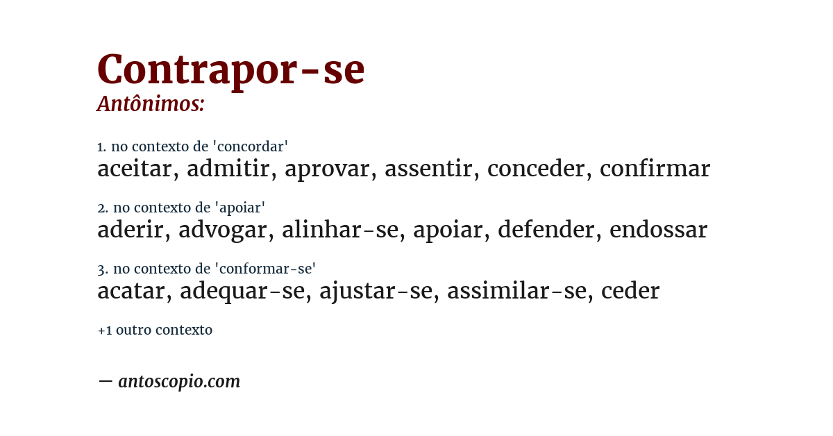 Antônimo de contrapor-se