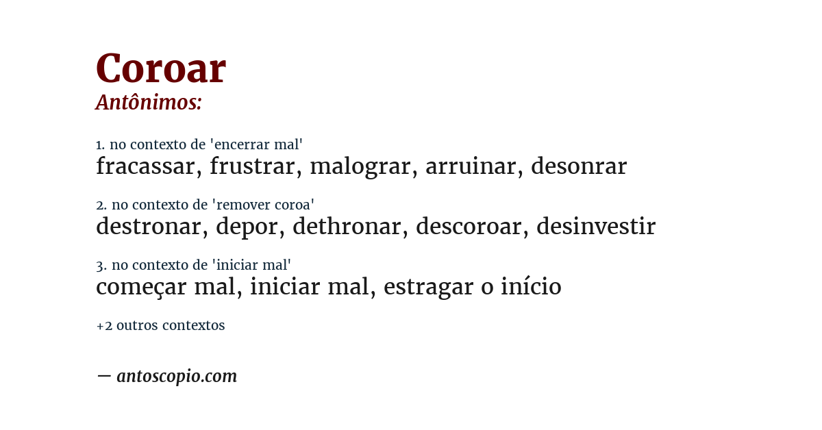 Antônimo de coroar