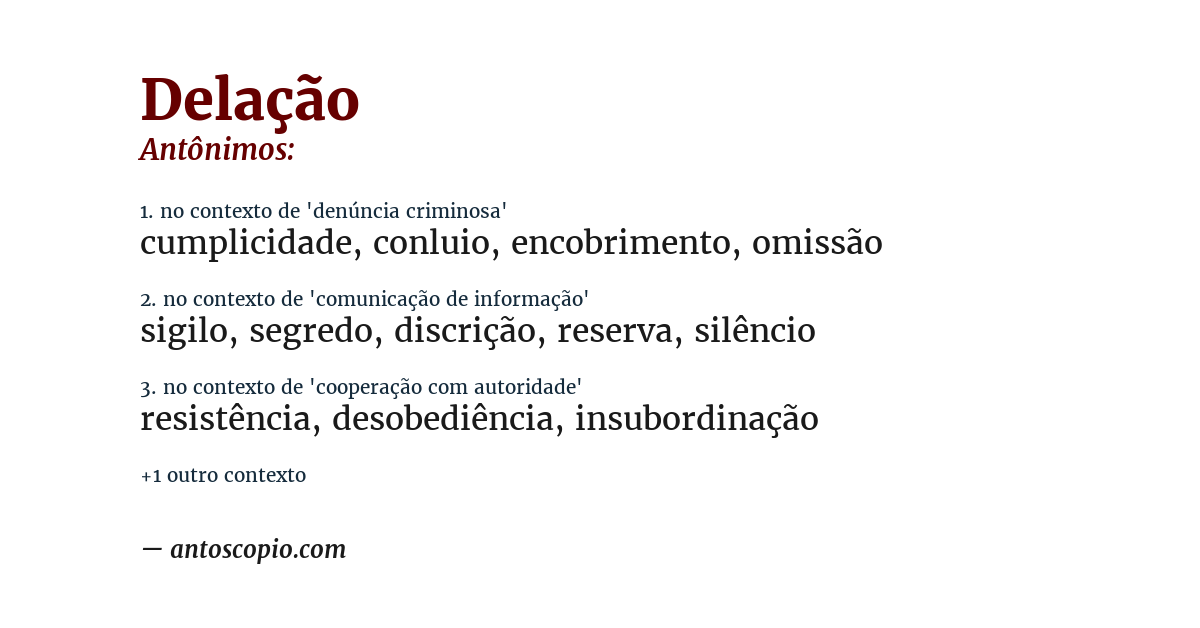 Antônimo de delação