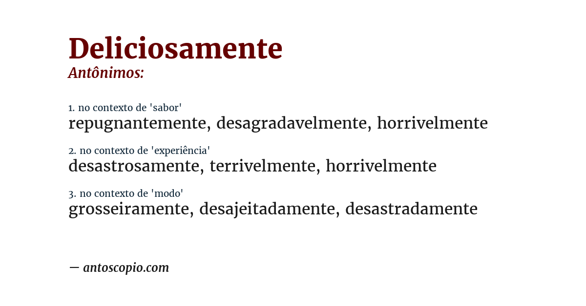 Antônimo de deliciosamente