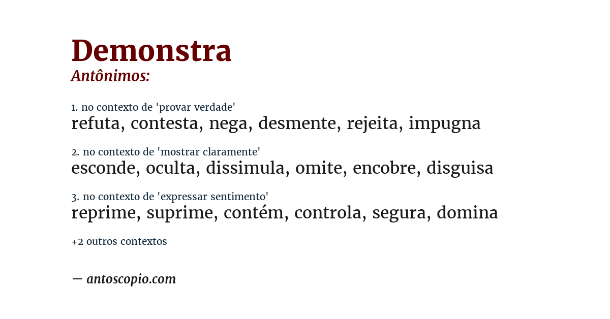 Antônimo de demonstra