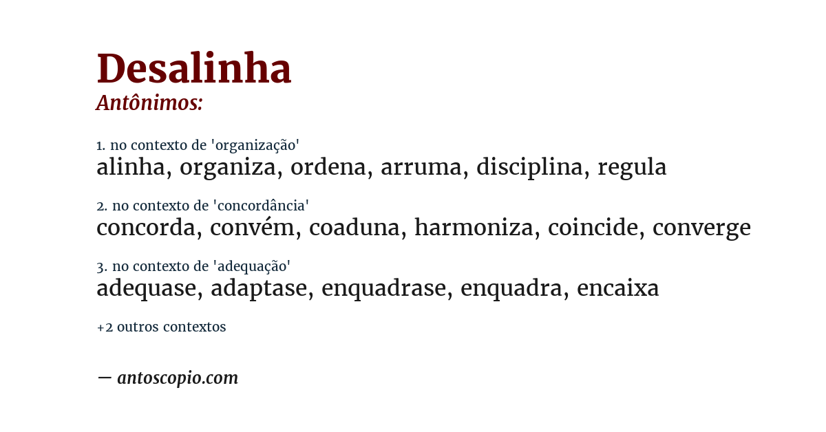 Antônimo de desalinha