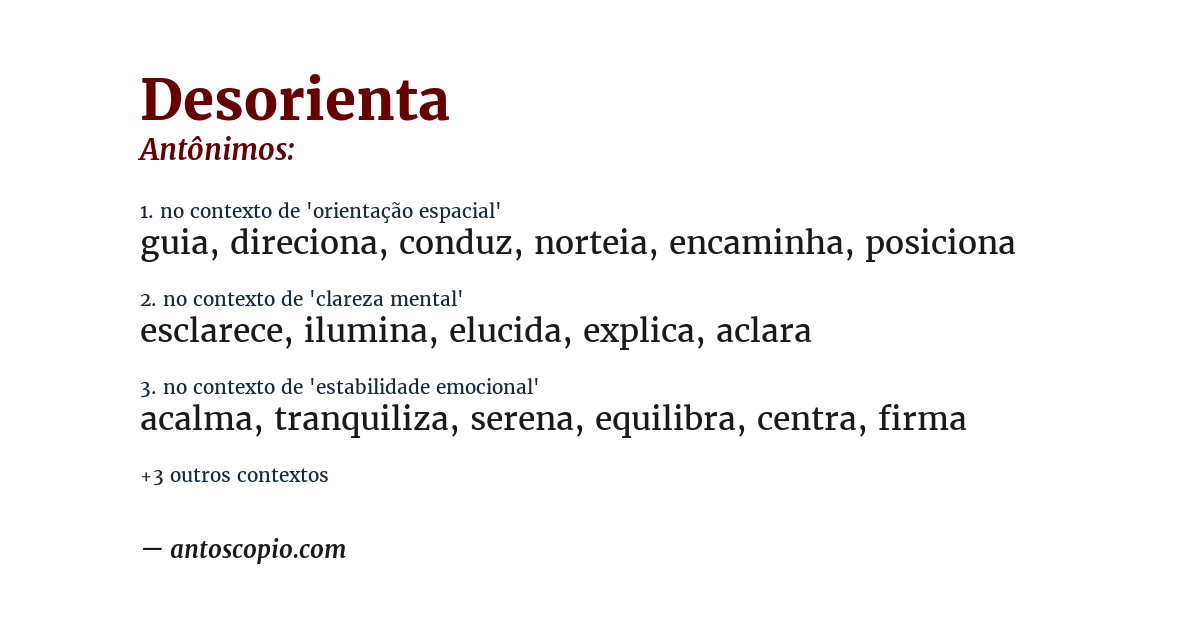 Antônimo de desorienta