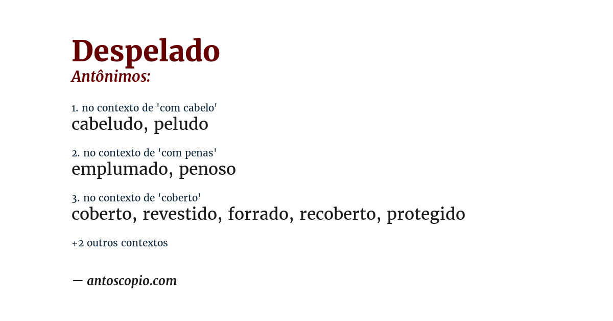 Antônimo de despelado