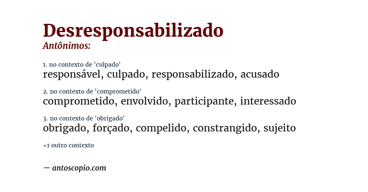 Antônimo de desresponsabilizado