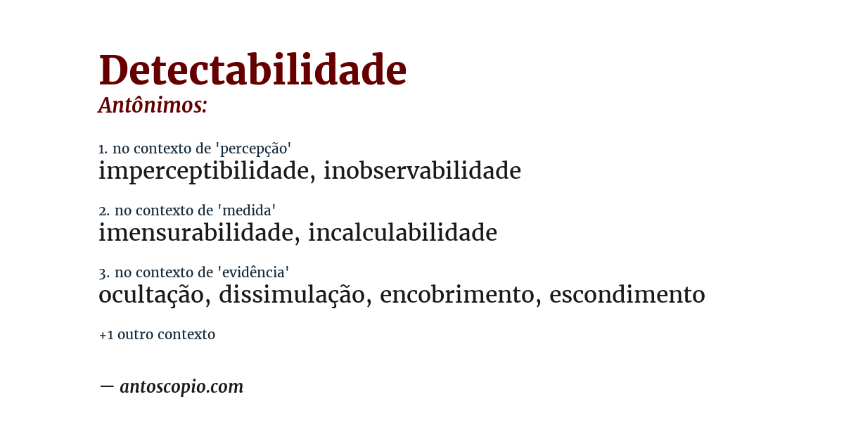Antônimo de detectabilidade