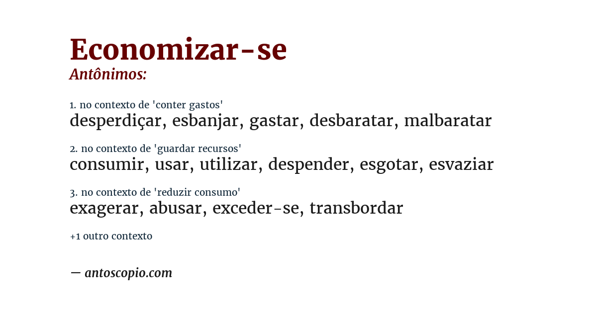 Antônimo de economizar-se